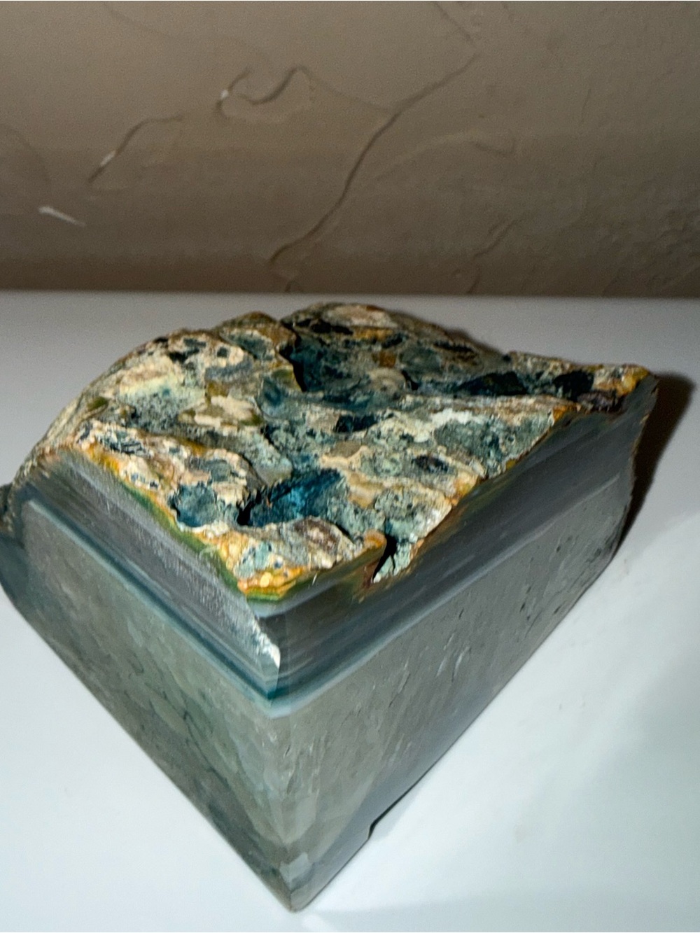 BRAZILIAN blue agate geode polished rock 3.5” tall 3.25” wide - Picture 4 of 7